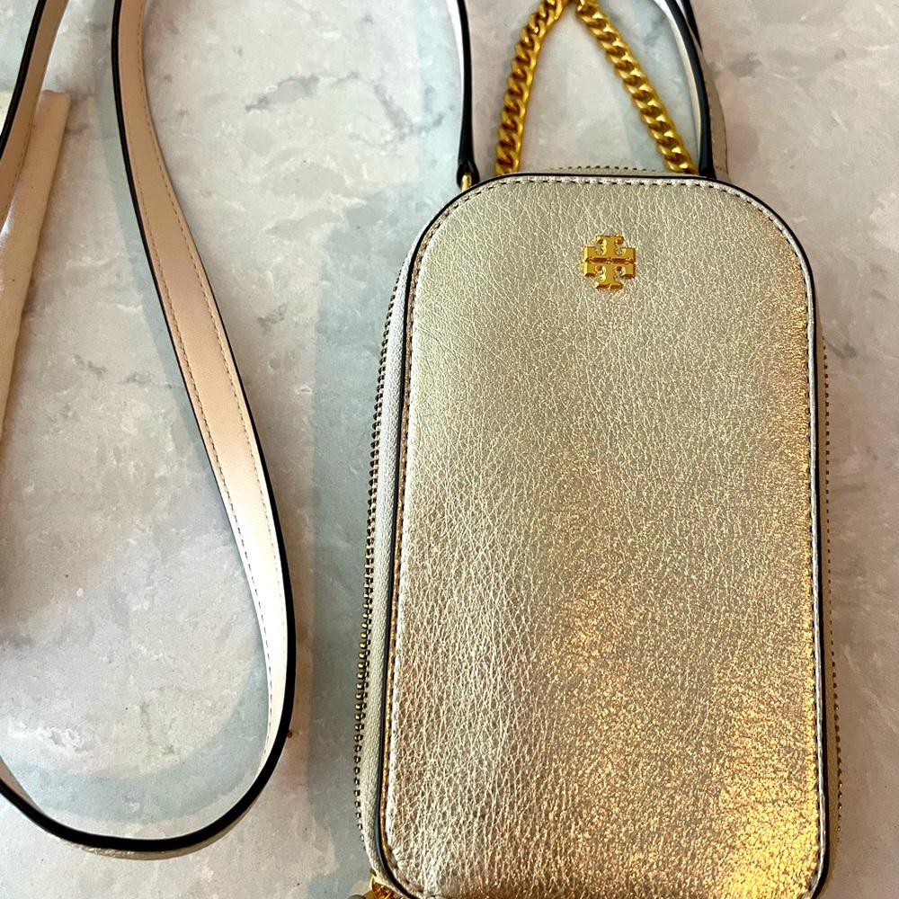 Tory Burch Emerson Crossbody Metallic Bag/Phone case.